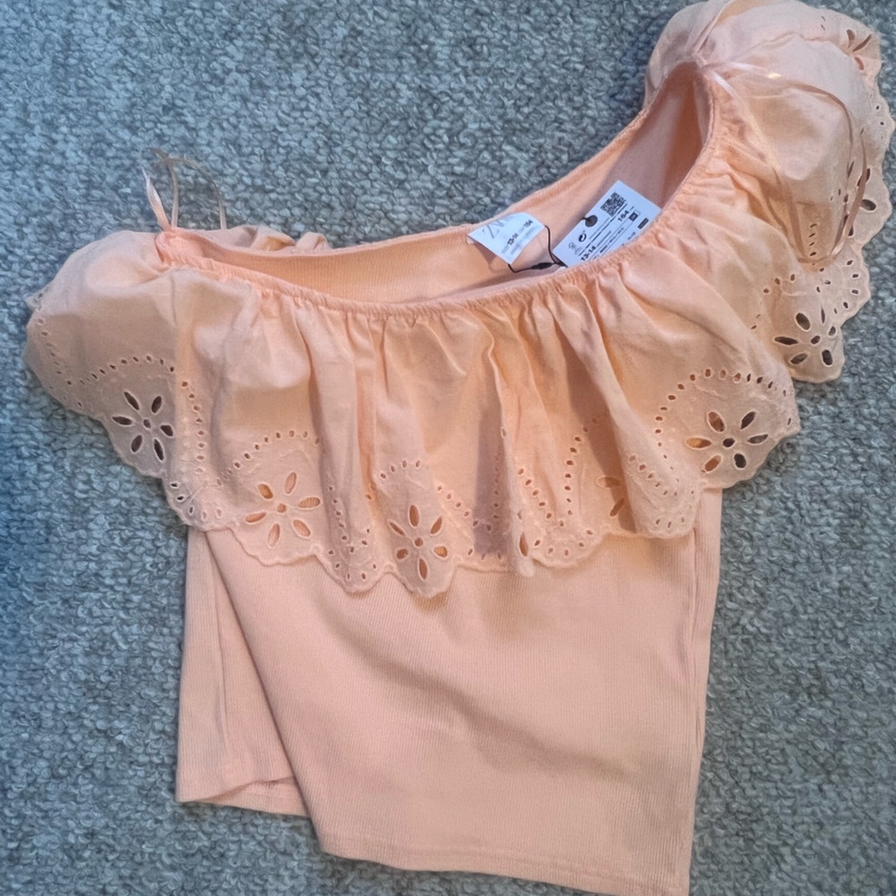 zara orange one shoulder top